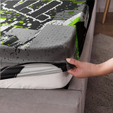 Tineit 3pcs Sports Football Fitted Sheet Set (1 Fitted Sheet + 2 Pillowcase, Without Pillowcase) Soft Comfortable Bedding Mattress