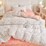 Tineit Garden Flowers And Cute Rabbit Pattern Duvet Cover Nordic Style Full Size Bedding Sets Queen Double For Girls Gift Pink