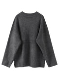 Tineit Knit Striped Women Sweaters Pullover O-neck Oversized Fashion 2025 Autumn Chic Female Solid Vintage Jumpers Tops Basic Outwear