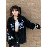 Tineit Streetwear BF Women Coats Harajuku Hip-hop Fashion Outwear 2025 Ropa Mujer Embroidery Casual Korean Jackets Oversized Y2k Tops