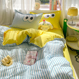 Tineit Big Eyes Bedding Set 2024 New Colorful Boys Girls Duvet Cover No Filler Pillowcase Flat Sheet Twin Queen Size Home Bedspread