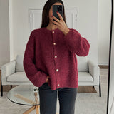 Tineit Knitted Casual Cardigans Women 2025 Spring Single Breasted Loose Long Sleeve Solid Sweaters Female Street Soft Lady Coat Tops