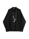 christmas outfit Tineit 2025 Women Black Shirt Vintage Gothic Y2K Blouses Loose Casual BF Style Hip Hop Long Sleeve Turn-down Collar Female Chic Blouse