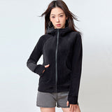 thanksgiving outfit Tineit Casual Plush Zipper Hooded Cardigan Coats Women Slim Fit Solid Pockets Fleece Sweatshirts Female Korean Autumn Chic Sportswear