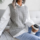 Tineit 2024 Fall Fashion Hollow Leaf Casual Knitted Sweater