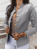 Tineit Solid Single Breasted Women Coat Long Sleeve O Neck Female Jacket 2025 Fashion Elegant Slim Autumn Office All Match Lady Outwear