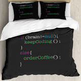 Tineit Programmer Duvet Cover King Queen Size Green Binary Print Programming Code Data Bedding Set Computer Program Number Quilt Cover