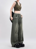 christmas outfit Tineit Women Green Y2k Jeans Harajuku Oversize Denim Trousers Vintage Japanese 2000s Style Baggy Wide Leg Jean Pants Emo Trashy Clothes