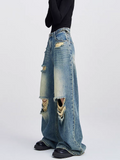 christmas outfit Tineit Women's Blue Ripped Jeans Harajuku Y2k Japanese 2000s Style 90s Aesthetic Baggy Denim Trousers Jean Pants Vintage Trashy Clothes