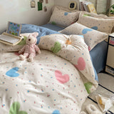 Tineit Floral Printed Duvet Cover Fresh Tulip Flower Comforter Cover and Sheet Pillowcase Skin-friendly Girl Home Bedding Set NO Filler