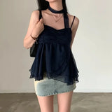 Tineit 2000s Aesthetic Sleeveless Solid Tops Hot Girls Korean Fashion Sweet Tank Top Summer Casual Basic Pure Color Camis Woman Chic