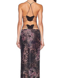 Tineit 2024 New Backless Halter Butterfly Sleeveless Maxi Dress