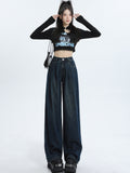 christmas outfit Tineit Women's Blue Baggy Jeans Harajuku High Waist Denim Trousers Y2k Vintage Japanese 2000s Style Oversize Jean Pants Trashy Clothes