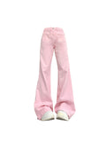 christmas outfit Tineit Women Pink Flare Jeans Vintage Cowboy Pants Harajuku Baggy Denim Trousers Streetwear 90s Aesthetic Y2k 2000s Trashy Clothes 2025