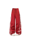 christmas outfit Tineit Women's Baggy Wine Red Sweatpants Harajuku Streetwear Fashion Y2k High Waist Oversize Jogger Pants Vintage Wide Trousers Clothes