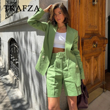 cold weather outfits Tineit 2024 Spring Summer Office Lady Solid Suits Fashion Streetwear Pockets Shrug Double Breasted Blazers+Zipper Sashes Shorts