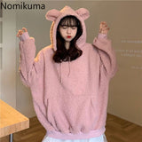 Tineit 2025 Women Clothing Oversized Hoodies Y2k Tops Streetwear Rabbit Ears Hooded Sweatshirts Thicked Casual Chic Hoodie Ropa Mujer