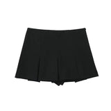 Tineit Fashion Women's High Waist Shorts Skirts Pleated Skirt Shorts Women Striped Bermuda Shorts Woman Casual Mini Shorts