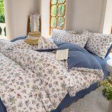 Tineit Vintage Floral Style Bedding Set No Filler Soft Fall Winter Thickening Duvet Cover Flat Sheet Pillowcase Full King Bed Linen