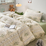 Tineit Cotton Bedding Set Floral Rabbit Ins No Filler Duvet Cover Flat Sheet Pillowcase Full King Size Soft BedSpread Home Textile