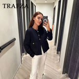 cold weather outfits Tineit 2024 Autumn Winter Casual Women Jackets Fashion Streetwear Single Breasted O Neck Solid Pockets Elegant Ladies Coats