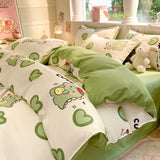 Tineit Cute Cartoon Bedding Set Kids Adult Favorite Duvet Cover Pillowcase Bed Sheet Single Full Size Queen Girls Boys Bed Linens