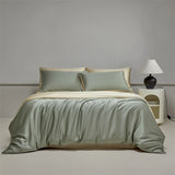 Tineit Four piece set of natural silk solid color bedding, ice silk smooth nude sleeping bedding