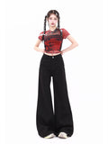 christmas outfit Tineit Women Black Gothic Y2k Jeans Harajuku Aesthetic Japanese 2000s Style Baggy Denim Trousers Vintage Emo Jean Pants Trashy Clothes