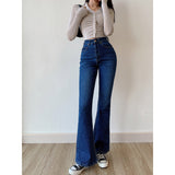 Tineit Washed High Waist Slim Flare Jeans