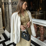 cold weather outfits Tineit 2024 Spring Summer Casual Women Solid Suits Fashion Vintage V Neck Single Breasted Vests+Chic Elastic Waist Long Skirts