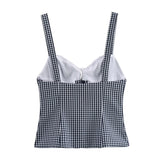 cold weather outfits Tineit 2024 Spring Summer Casual Plaid Cami Fashion Streetwear BOWtie Sleeveless Short Ladies Tops Chic Vintage Girls Tops