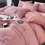 Tineit Thickened milk plush four piece bed set for winter light luxury high-end bedding, suede sheets, and duvet covers