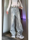 christmas outfit Tineit Women's Grey Baggy Jeans Harajuku Oversize Denim Trousers Y2k Aesthetic Vintage Japanese 2000s Style Jean Pants Trashy Clothes