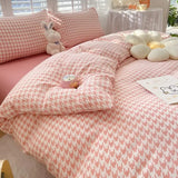 Tineit Kawaii Bedding Set Kids Adult Flat Sheet Duvet Cover Pillowcase Single Double Full Size Bed Linen Floral Cherry Home Textile