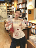 Tineit Autumn Winter Woman Korean Fashion Bow Pullovers Sweater Long Sleeve Knitwears Jumper Warm Vintage 2000s Aesthetic Christmas New