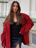 Tineit Fashion Street Red Suit Coats Women Casual Loose Lapel Full Sleeve Pockets Female Jacket 2024 Autumn Lady Commute Outwear New