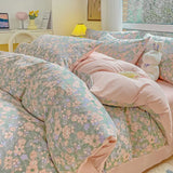 Tineit Bedding Set  Girls Cherry  Soft Washed Cotton Bed Sheet Queen King Size Duvet Set  Comforter Set Pillowcase Bed Linens