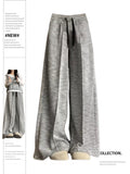 christmas outfit Tineit Women Grey Baggy Striped Pants Harajuku Streetwear 90s Fashion Y2k High Waist Pants Vintage Wide Trousers Oversize Clothes 2025