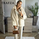 cold weather outfits Tineit 2024 Autumn Winter Casual Women Jackets Fashion Streetwear Thick Oversized Solid Zipper O Neck Teddy Fleece Ladies Coats