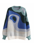 Tineit Abstract Print Jumper Knit Sweater