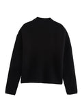 Tineit Beading Knitted Sweater Women Elegant Loose Long Sleeve 2025 Spring Pullovers Female All-match Street Black Sweaters Jumper Top