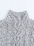 Tineit Twist Knitted Beading Sweaters Women High Collar Loose Long Sleeve Thicken Warm Pullover Female 2025 Winter Basic Jumper Top