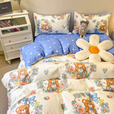 Tineit Cute Bedding Set Fashion Single Double Size Flat Sheet Duvet Cover Pillowcase Soft Microfiber Boys Girls Bed Linen