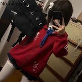 Tineit Black Cute Sweatshirts Coat 2025 Women's Clothing Stand Neck Zipper Jackets Y2k Tops Fashion Casual Anime Hoodies Ropa Mujer