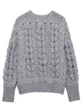 Tineit Twist Knitted Sweater Women Thick Long Sleeve Elegant Solid Casual Pullover Female 2025 Winter Chic O-neck Loose Street Jumper