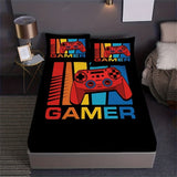 Tineit Games Print Fitted Sheet Set Soft Home Textile Comfortable Breathable Gamepad Bedding Set for Bedroom Guest Room