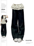 christmas outfit Tineit Women's Black Gothic Baggy Pants Y2k Emo 2000s Streetwear Vintage High Waist Trousers Harajuku Pants 90s Aesthetic Clothes 2025