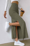 Tineit Solid Color Slit Knitted Skirt