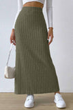 Tineit Solid Color Slit Knitted Skirt