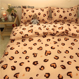 Tineit Korean Ins Black Flower Bedding Set Girl Orange Princess Style Sheet Cover Trellis Polyester Soft Bedclothes For Gitls Gift